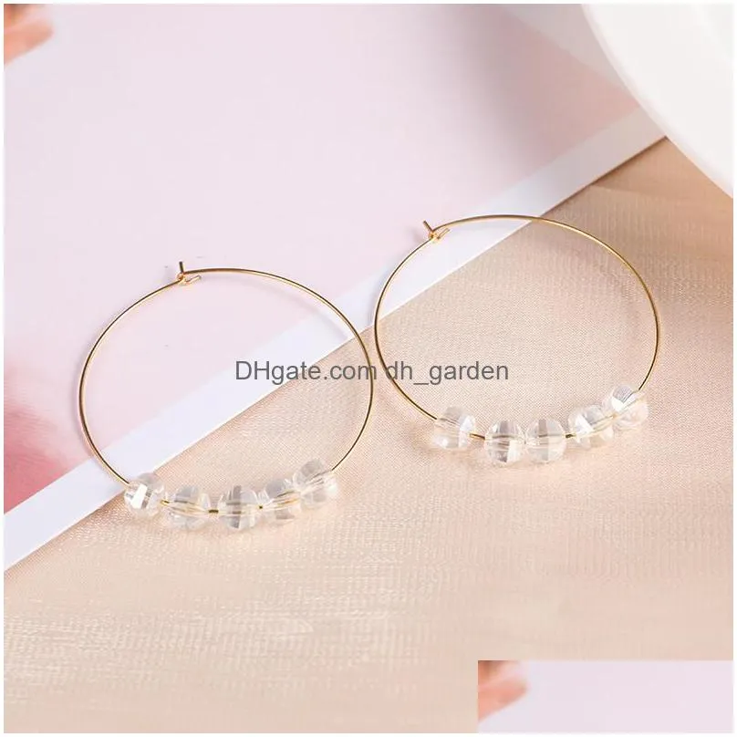 2020 trendy round gold silver hoop earrings the small glass crystal pendant earrings for women girls jewelry z