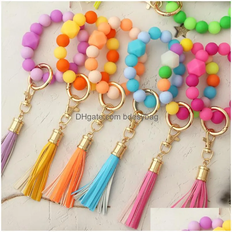 halloween luminous silicone bead keychain wristlet bracelet silicone glow in the dark beaded for women party rrc234