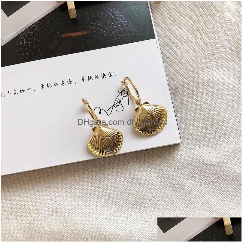 high quality starfish conch cowary shell big circle drop earrings for women gold plated imitation pearls dangle earring summer beach