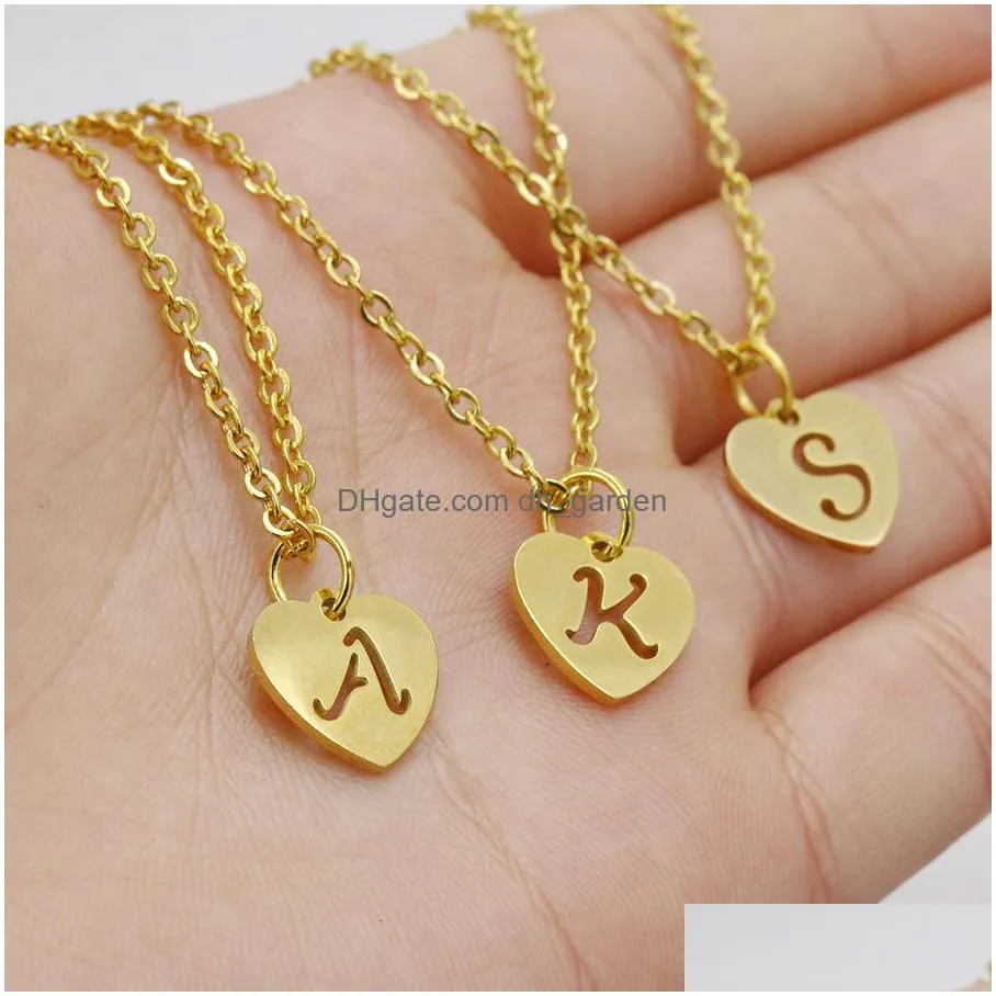 stainless steel 26 intial letter alphabet pendant necklace for women az capital alphabet fashion silver chain valentines day gifty