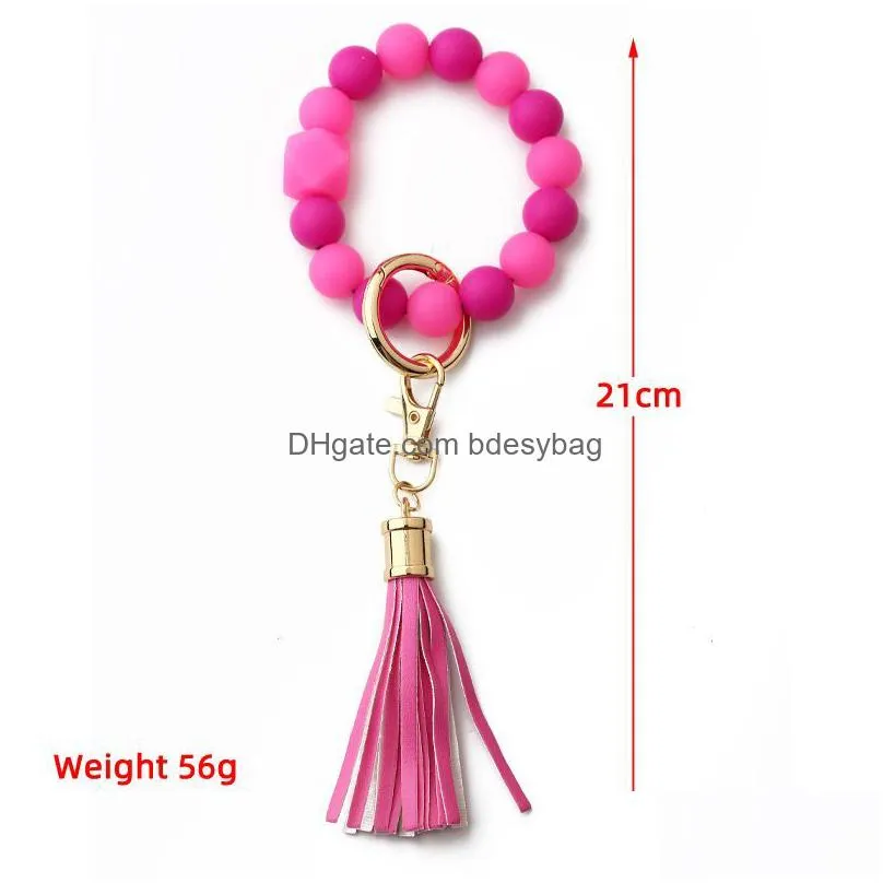 halloween luminous silicone bead keychain wristlet bracelet silicone glow in the dark beaded for women party rrc234