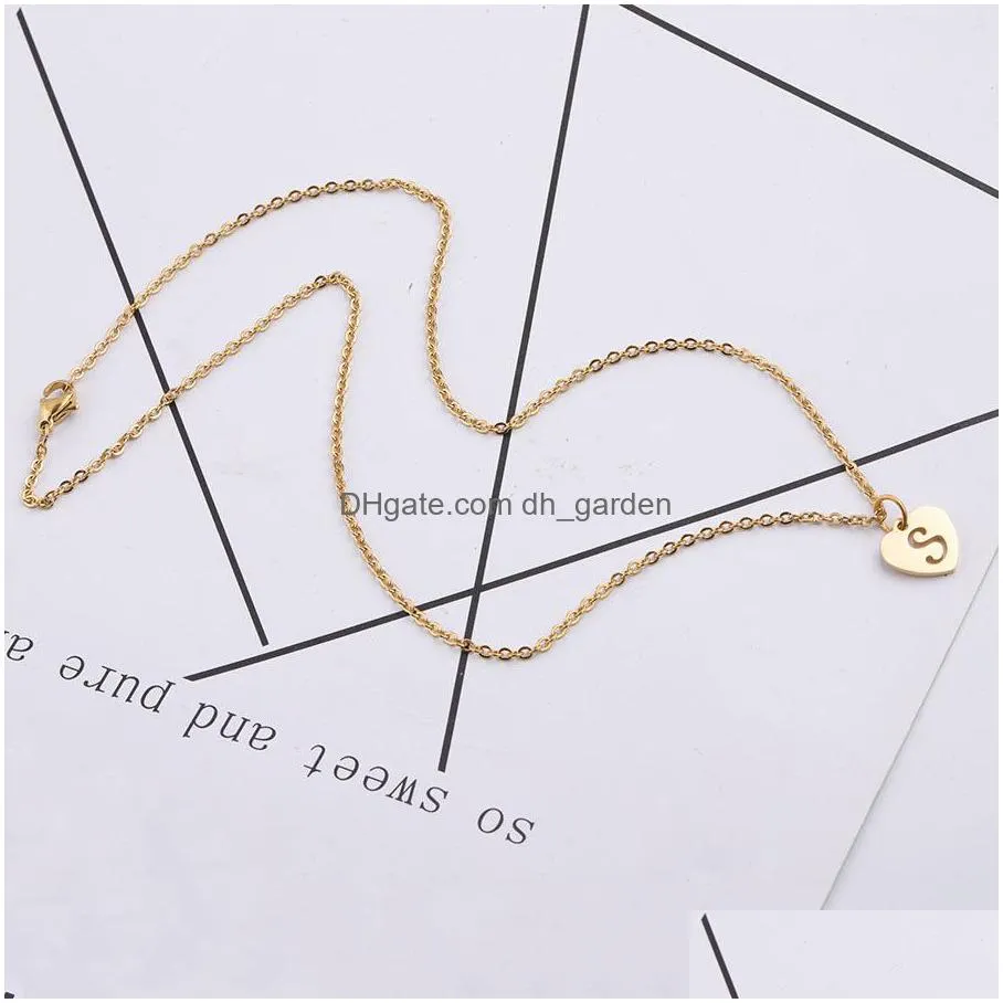 creative 26 intial letter alphabet round pendant necklace stainless steel az arabic alphabet necklace for women men valentines day