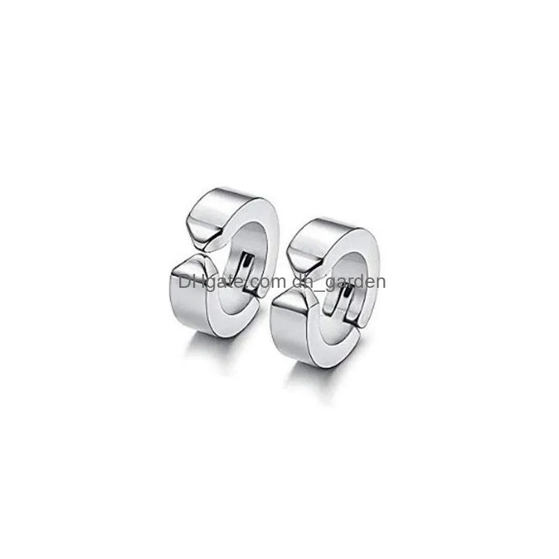 5 style stainless steel mens womens clip on earrings hoop huggie nonpiercing fashion circle ear clips jewelry wholesalez