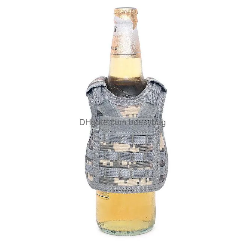 new7 color mini tactical vest outdoor molle vests wine bottle cover beverage cooler adjustable drinkware handle rra9192