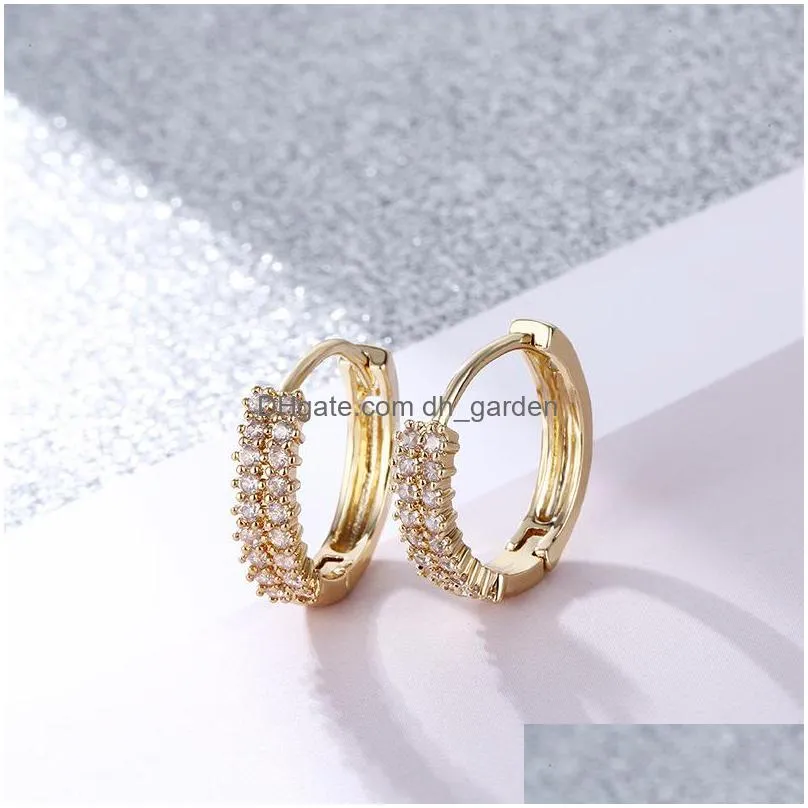 elegence double row cubic zirconia hoop cartilage earrings gold silver rose gold round statement earrings for women trendy jewelryz