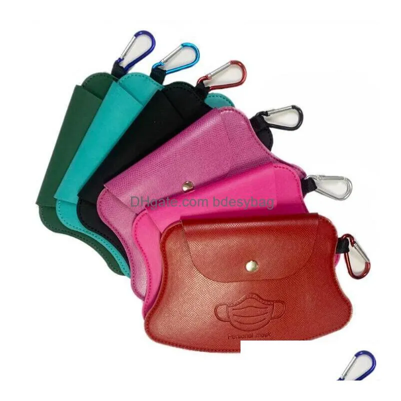mask storage bag pu leather clip portable girls keyring holder protective masks organization dustproof masks card cover accessories