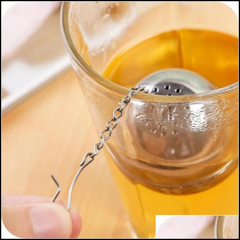 new essential stainless steel ball tea infuser mesh filter strainer w/hook loose tea leaf spice home kitchen accessories