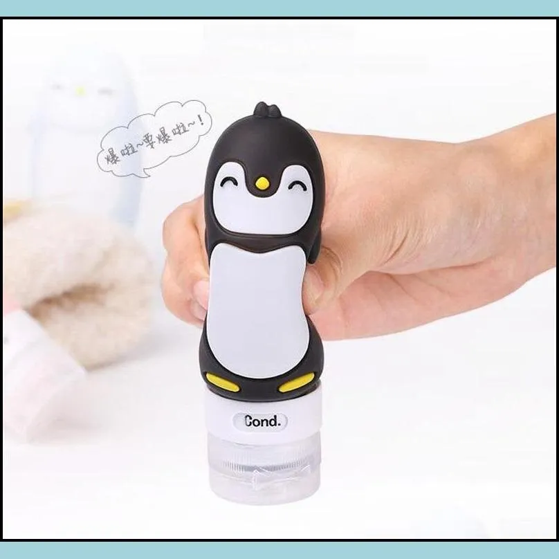 silicone empty bottle bear penguin shampoo cosmetic lotion bottles tsa travel liquid bottling silica gel lotion dispenser