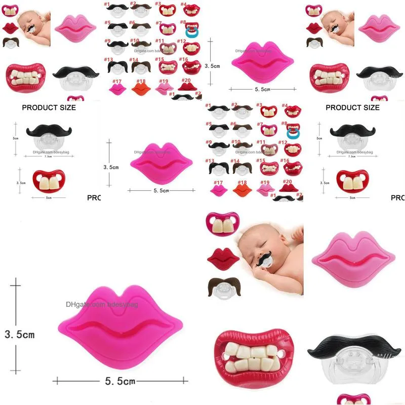 newsilicone pacifier funny pacifiers soothes beard teeth red lip nipple toddler baby products 20 style ewa4723