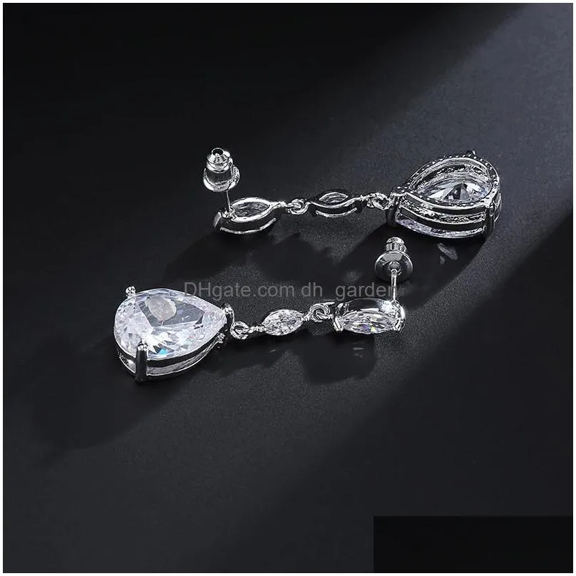 cubic zirconia stud earring for women teardrop earrings with marquis and pearshaped dangles as bridesmaid jewelryz