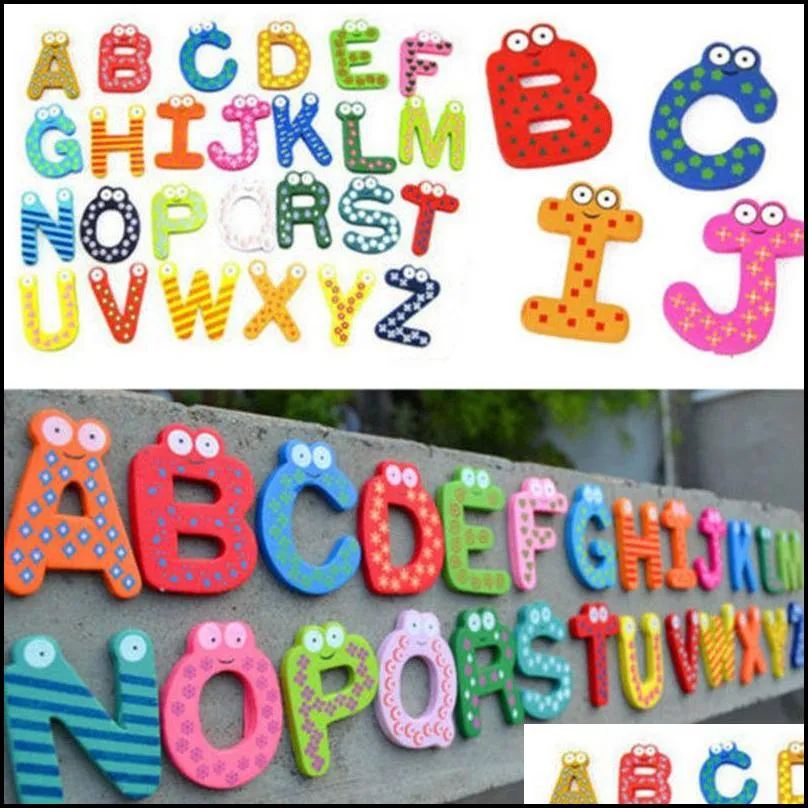 kids baby wooden alphabet letter fridge magnets wooden cartoon fridge magnets educational learning study cartoon toy uni gift