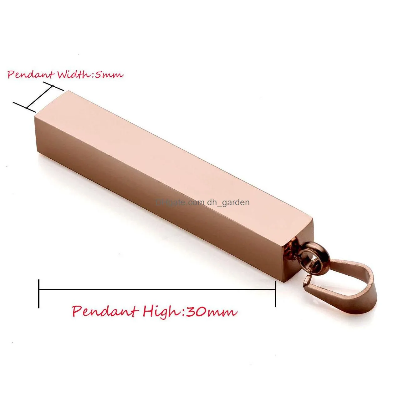 stainless steel bar pendant charm statement pendants necklace hip hop gold rose gold silver solid blank bar charm pendant jewelry for men