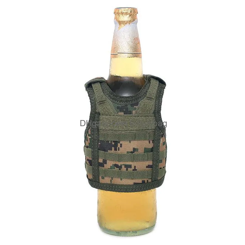 new7 color mini tactical vest outdoor molle vests wine bottle cover beverage cooler adjustable drinkware handle rra9192
