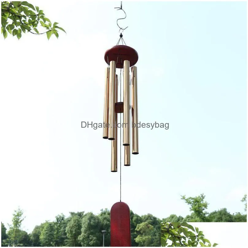 grace deep resonant antique metal wooden 6 tube wind chime chapel bells wind chimes home ornament handicraft gifts sea shipping