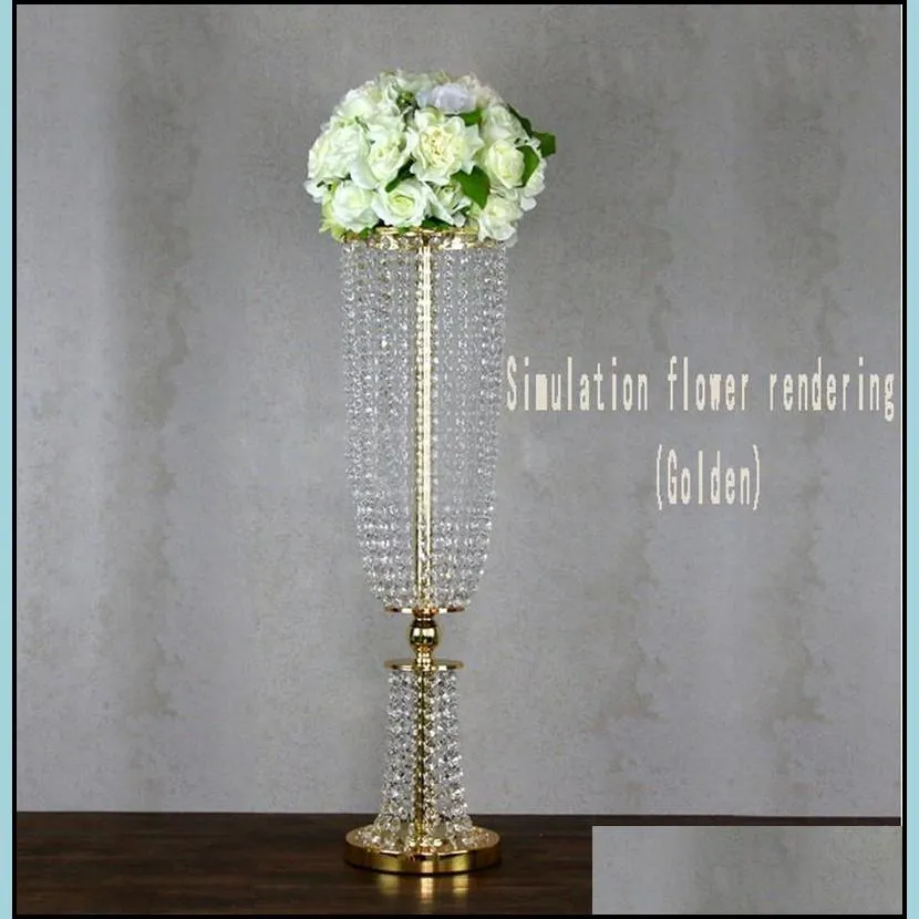 wedding centerpieces table decoration props tall upscale crystal bead curtain cited candlestick welcome area decoration props