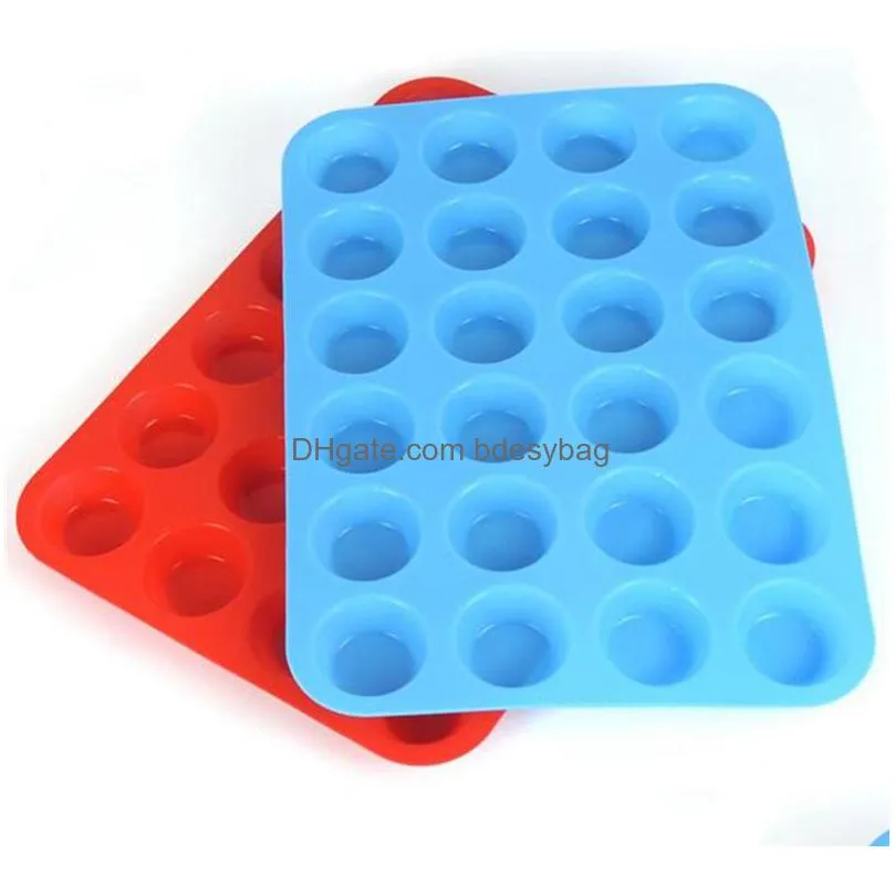 mini muffin cup 24 cavity silicone soap  cupcake bakeware pan tray mould home diy cake mold xb1