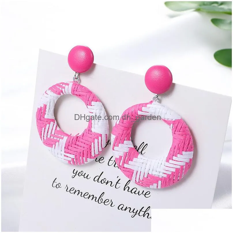 trendy multi color lafite grass dangle earring colorful hook stud earring for women girls valentines day jewelry giftz