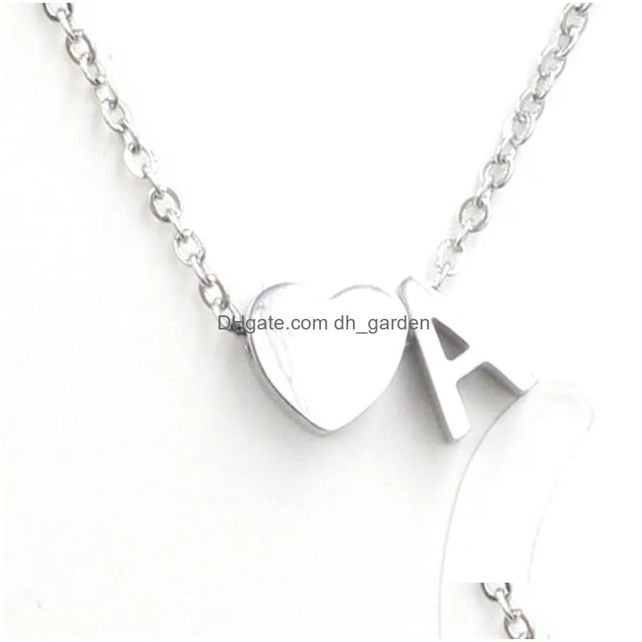 az alphabet stainless steel necklace 26 intial letter alphabet heart pendant necklace for women valentines day jewelryz