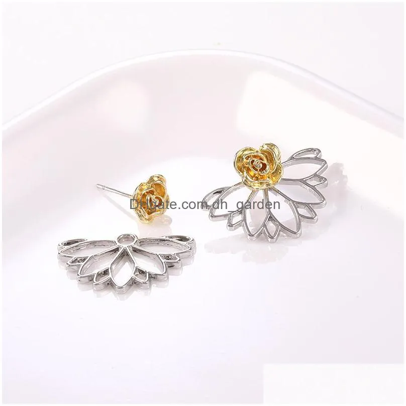 new cute small flower stud earrings fashion multishape earrings for women girls gold rose color jewelry gift wholesalez