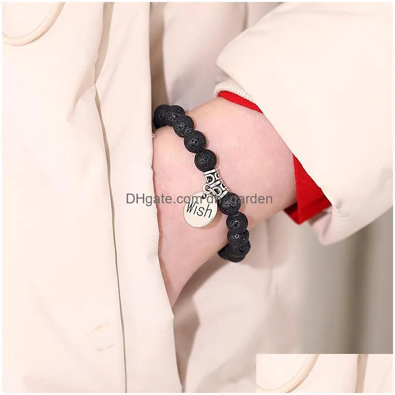 7 chakra healing beaded bracelet 8mm lava stone tiger eye beads bracelet for women men fashion yoga charm jewelryz