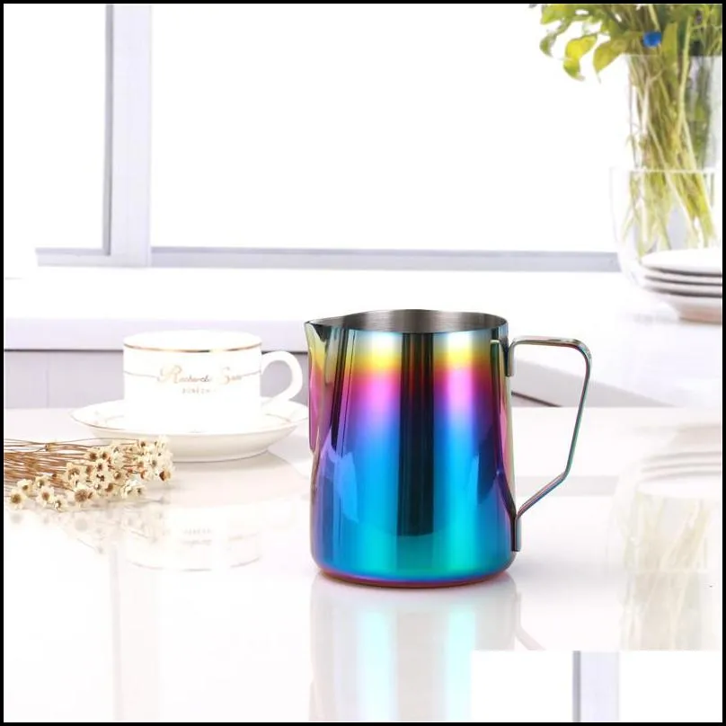 stainless steel coffee pot colorful pull flower coffee pitcher milk water pots kettles teapot cup mug drinkware 350ml 600ml