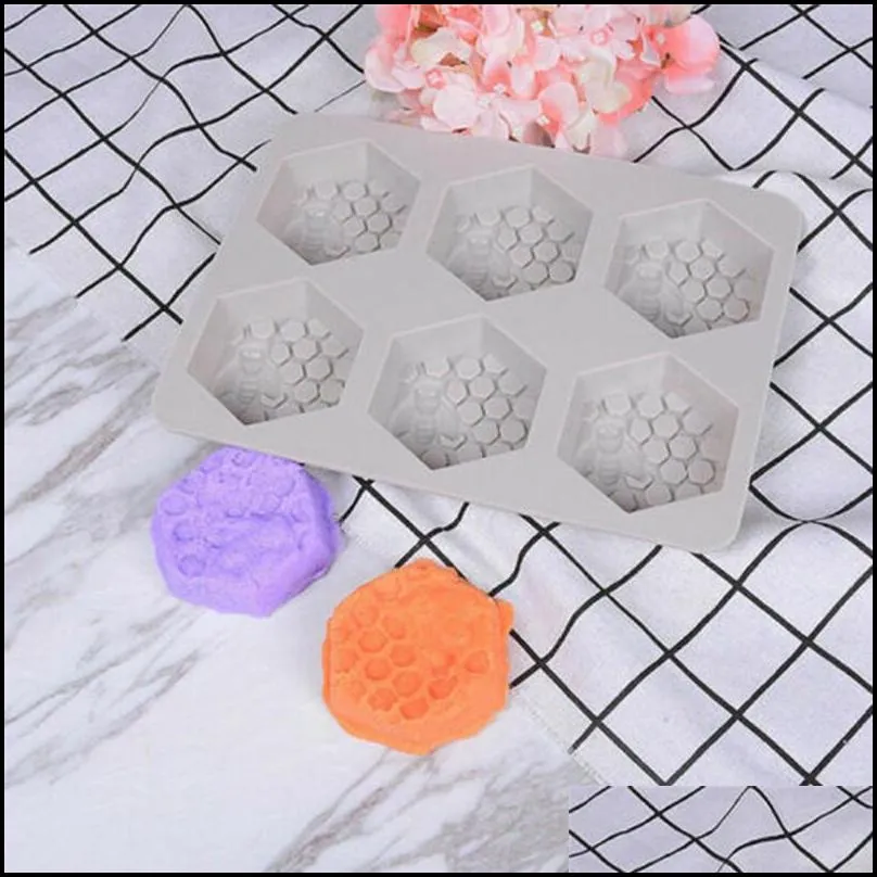 honeycomb mold 6 holes honey bee honeycomb silicone mold diy handmade cake soap mould candle candy chocolate baking moulds