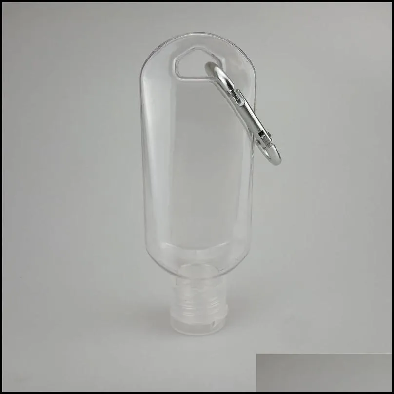 50ml empty hand sanitizer bottles alcohol refillable bottle with key ring hook outdoor portable clear transparent gel bottle