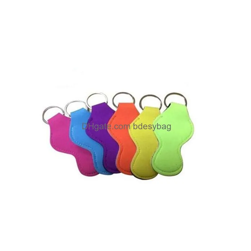 selling monogrammed solid color neoprene keychain holders chapstick holder lipstick rre12888