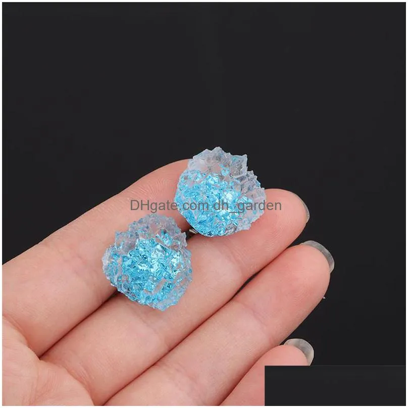 new irregular crystal cluster flower resin mold crystal colorful resin druzy stud earring for women girls valentines day jewelry