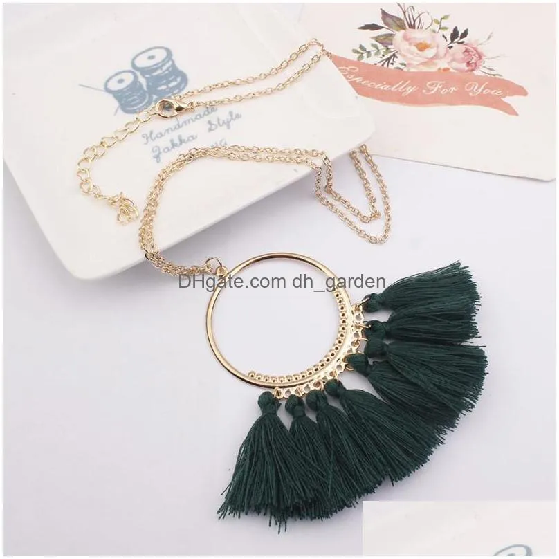 new arrival tassel dangle pendant necklace fringed sweater gold chain multi color necklace for women valentines day giftz