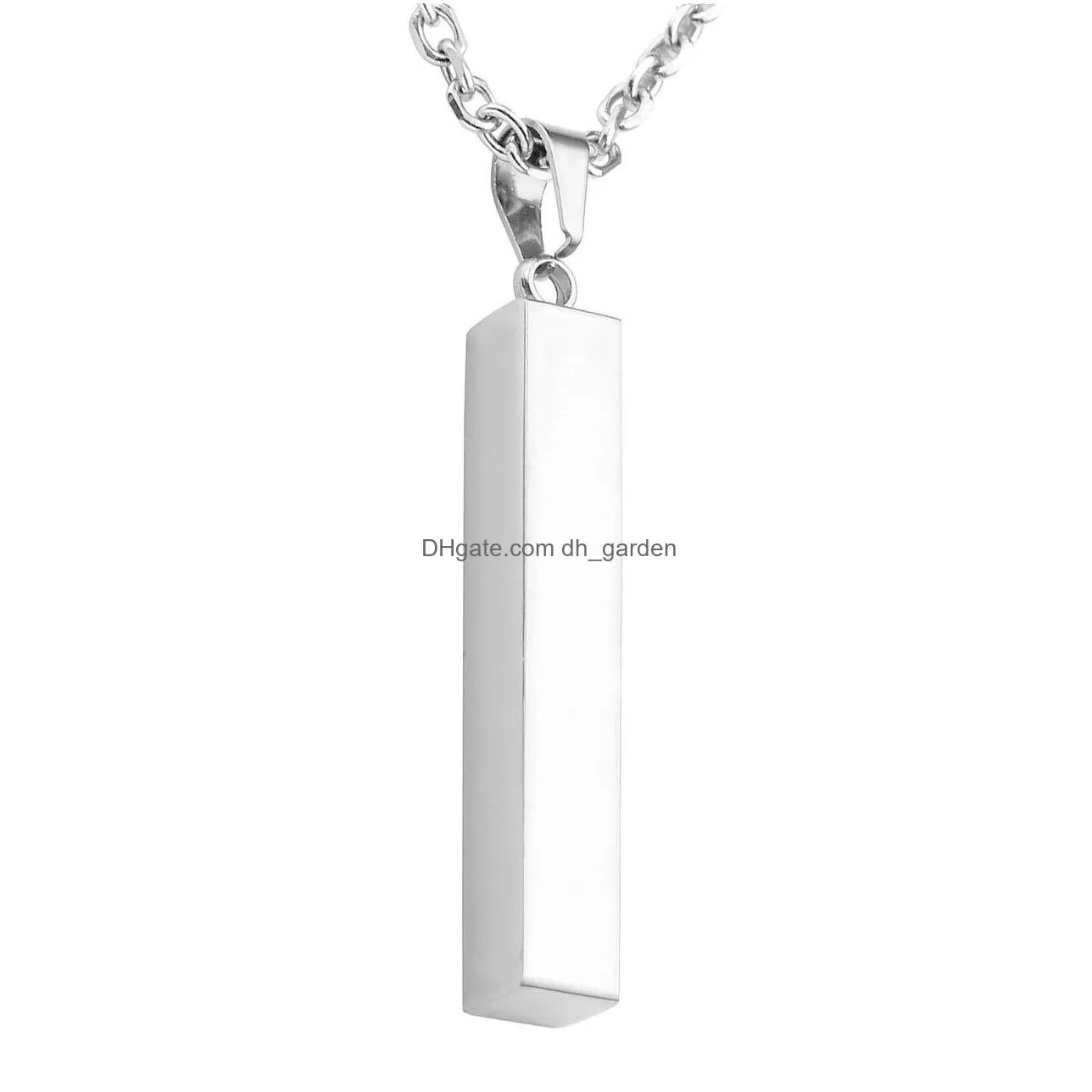 stainless steel bar pendant charm statement pendants necklace hip hop gold rose gold silver solid blank bar charm pendant jewelry for men