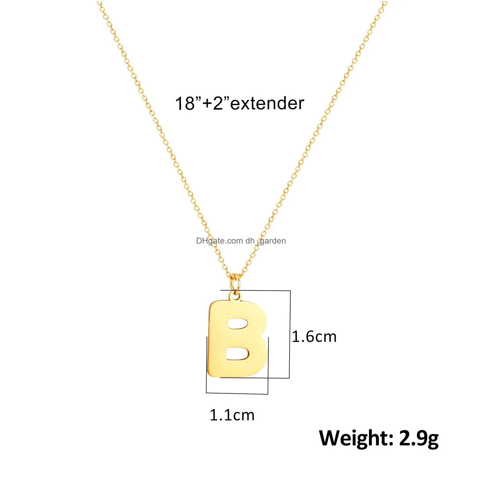 initials pendant letter name necklace for women men gold color square alphabet charm box link chain couple jewelry