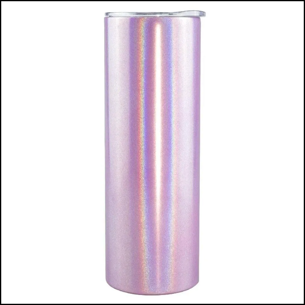 glitter stainless steel double wall 20oz cups holographic glitter sublimation tumbler