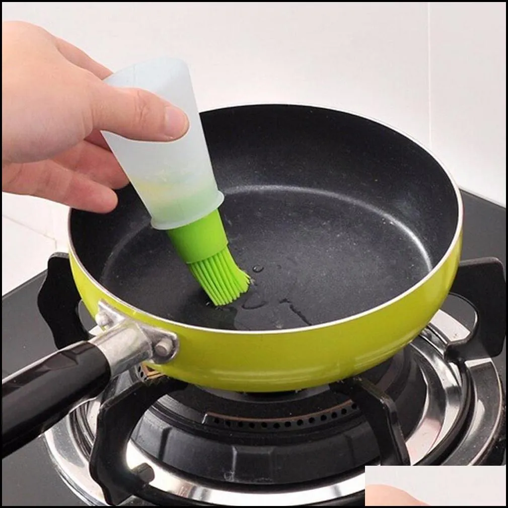 silicone barbecue oil bottle brush heat resisting silicone bbq cleaning basting oil brush useful and convenient