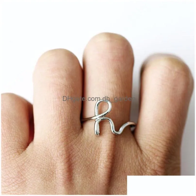  az english letter rings fashion woman handwound alphabet fashion open adjustable ring party jewelry gift for lady girlsy