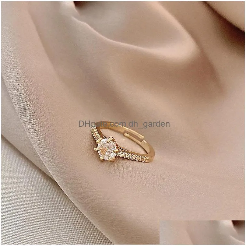 new silver gold geometric flash diamond open ring fashion personality index finger ring womens party jewelry gift