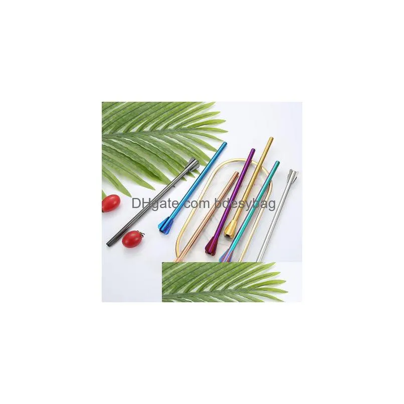 stainless steel stirring straw multifunctional drink cocktail stirrer coffee straw drink juice straw 7 colors eea13915