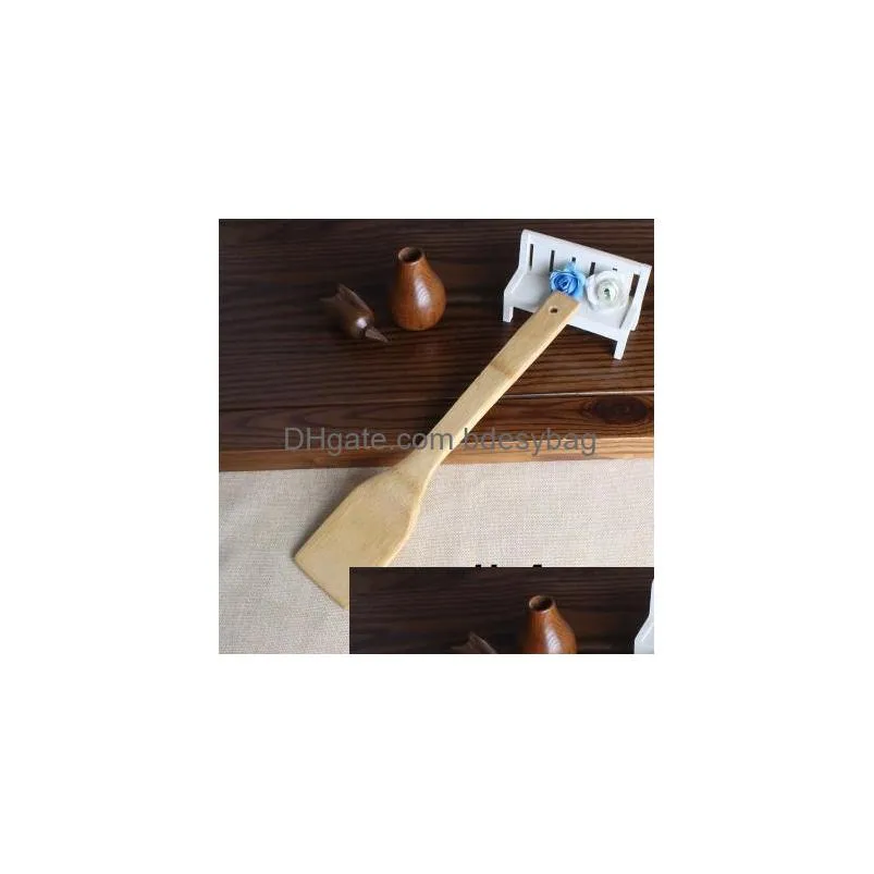 bamboo spoon spatula 6 styles portable wooden utensil kitchen cooking turners slotted mixing holder shovels eea13958