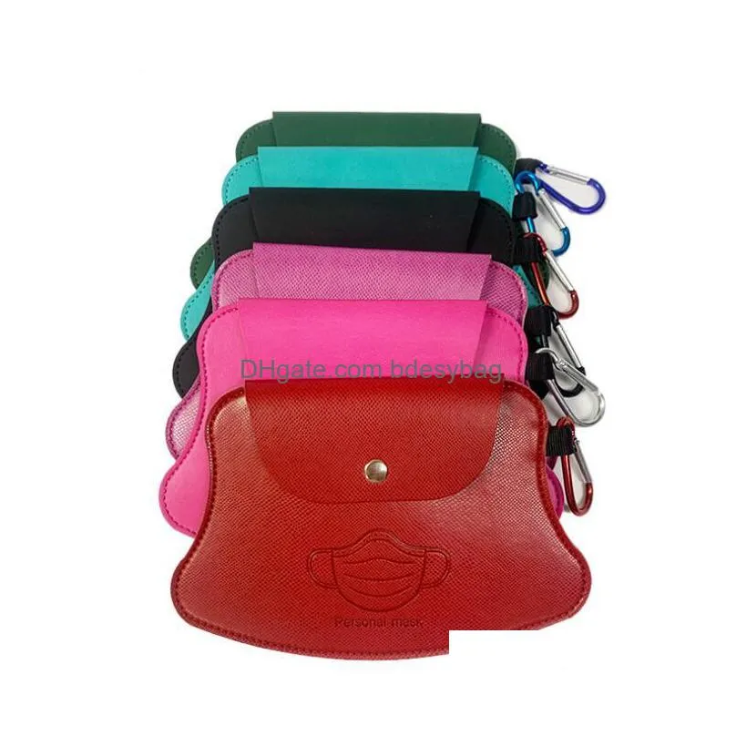 mask storage bag pu leather clip portable girls keyring holder protective masks organization dustproof masks card cover accessories