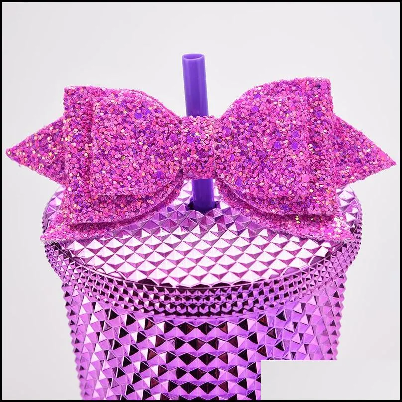bow straw topper 18 colours glitter sequins bows for party tumbler straws decoration