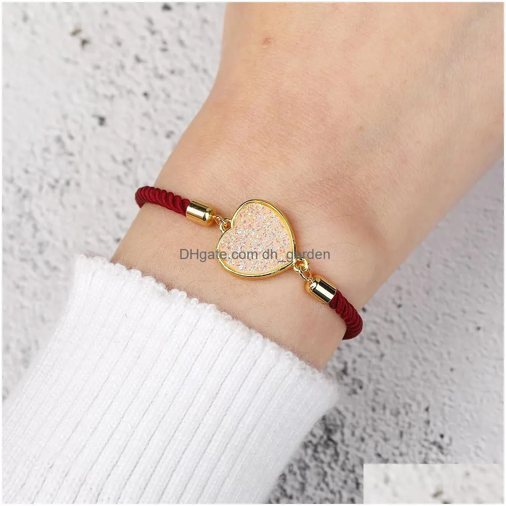 trendy heart copper inlaid zircon bracelet cross charm fashion loving couple bracelet braided rope gift jewerly for women men hot