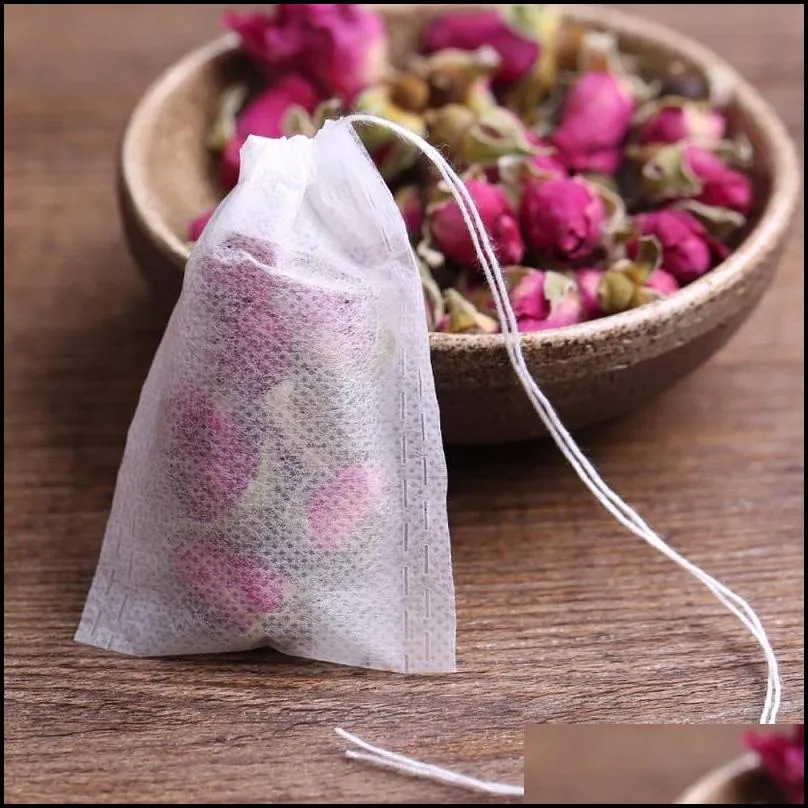 100pcs/lot disposable teabags tools 5.5 x 7cm empty scented tea bags with string heal seal filter paper for herb loose leaf teas
