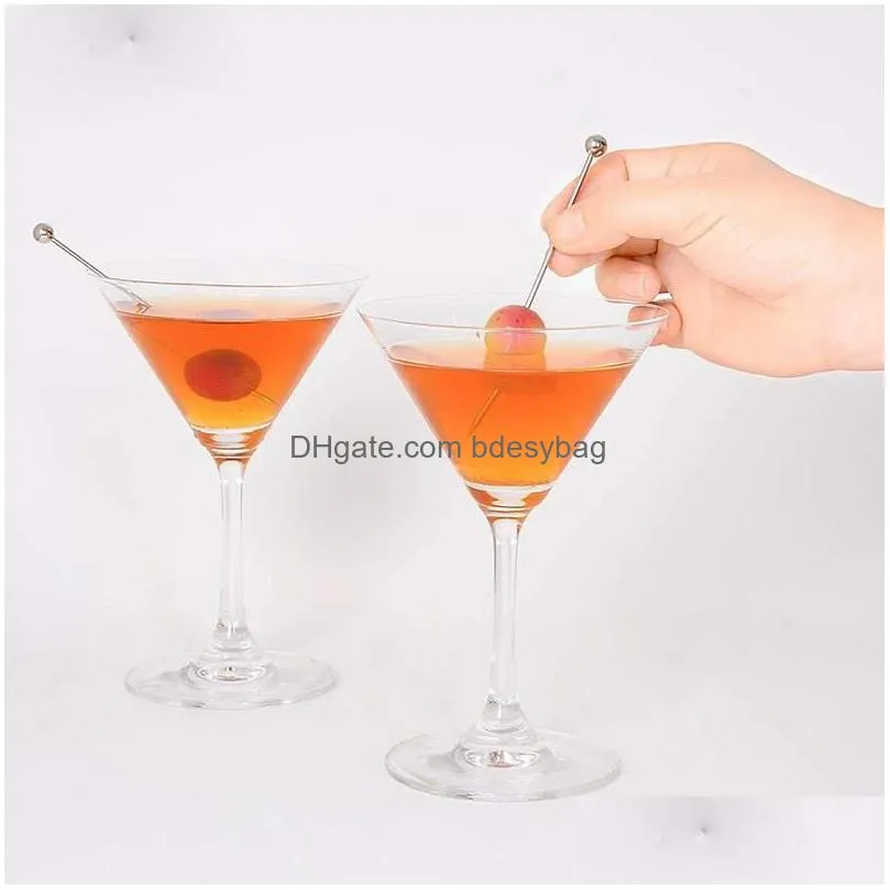 goldbaking stainless steel cocktail picks fruit toothpicks martini glass picks dessert forks sticks mixing stirrer rrb16221