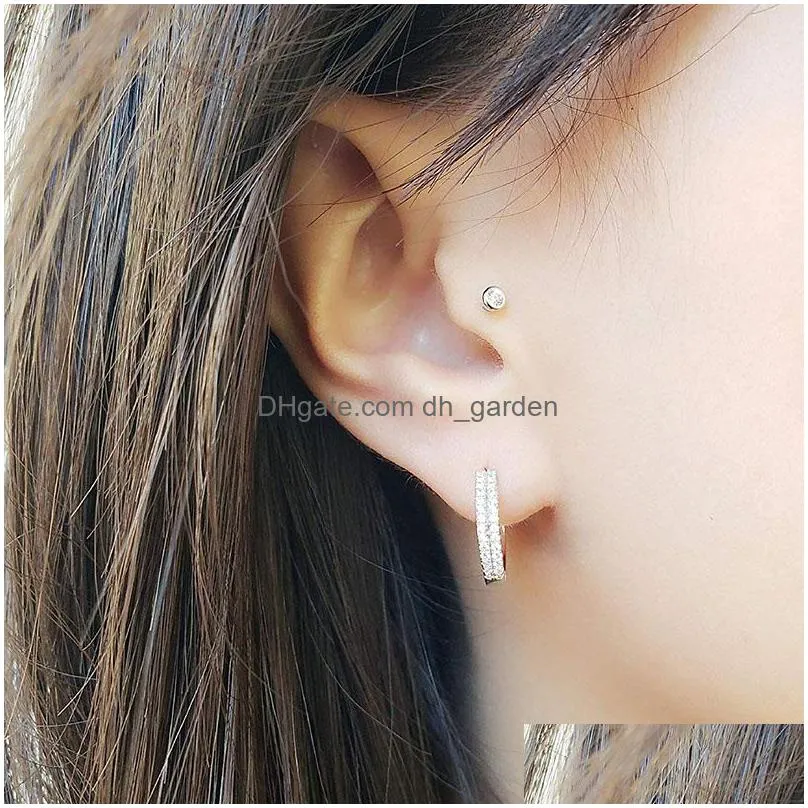 elegence double row cubic zirconia hoop cartilage earrings gold silver rose gold round statement earrings for women trendy jewelryz