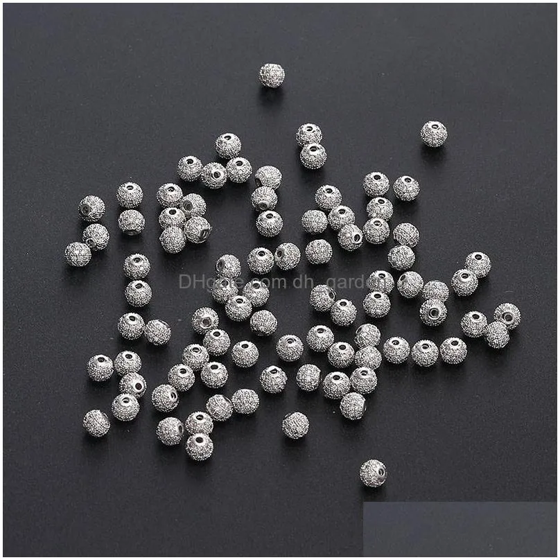 6mm 8mm gold silver copper round beaded charms handmade jewelry diy accessories zirconia spacer loose beads bracelet necklace