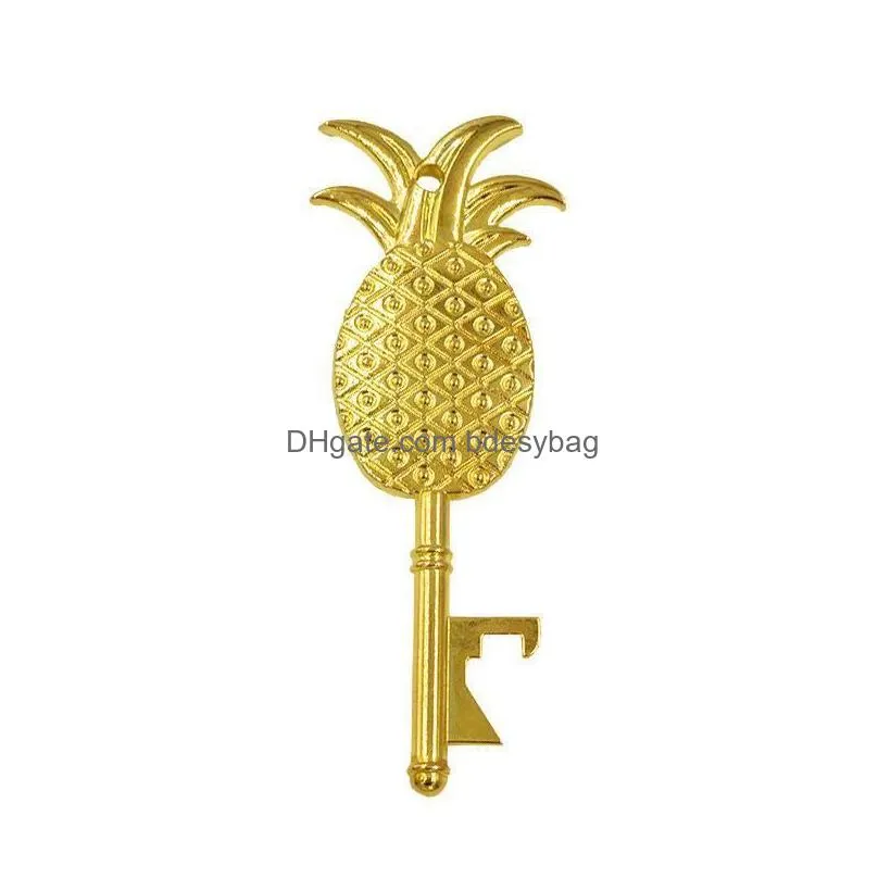 creative pineapple shape bottle opener metal key opener corkscrew hangable multifunctional kitchen tool rrb15658