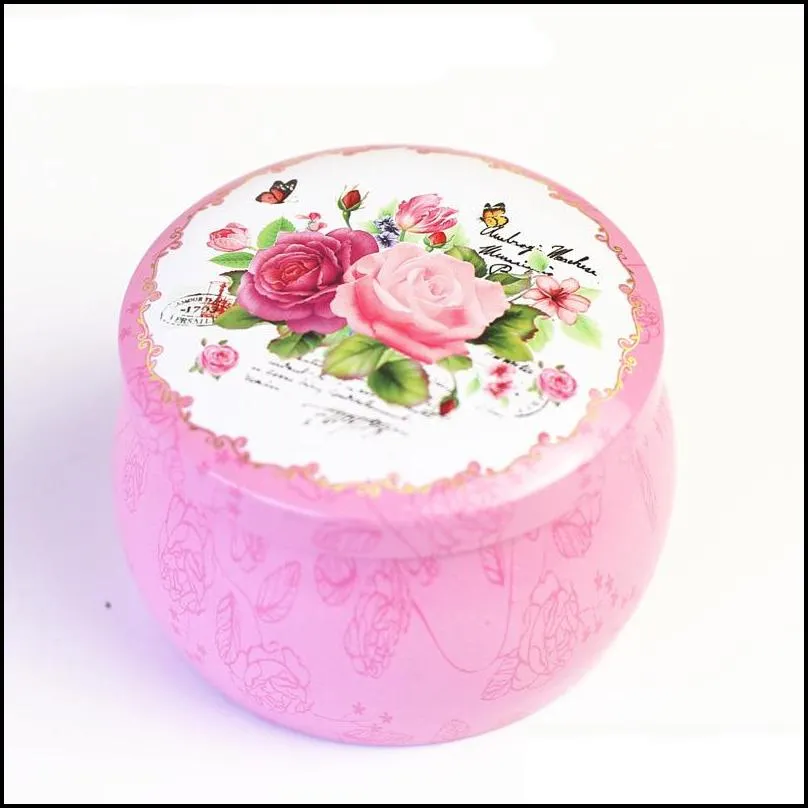 round shape tea gift box ethnic style flower tinplate storage box stationery candy women jewelry storage organizer