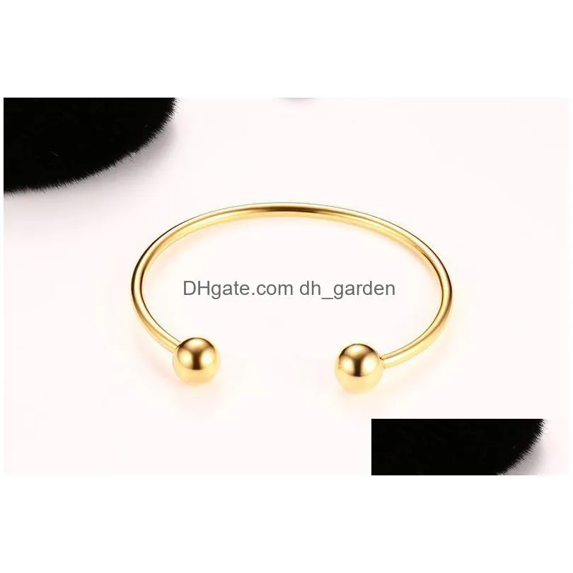 new fashion 3mm signature open size bangle bracelet for women gold rose gold stainless steel cuff bracelet charm valentines day jewelry