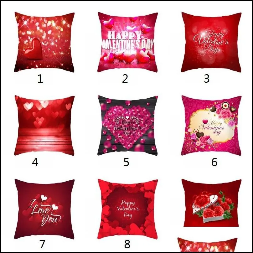 red valentine day pillowcase wedding lover cushion cover happy valentines day heart shaped printed pillow case