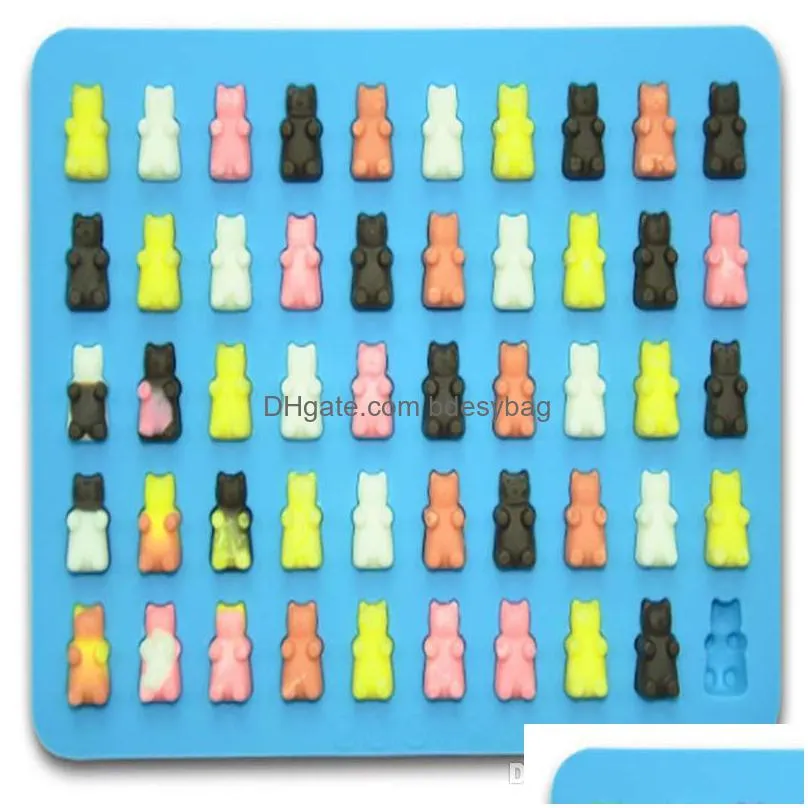 50 holes bear silicone candys moulds bears shaped soft chocolate mould with droppers ice cube tray mold dropper sweet candy molds bh3064